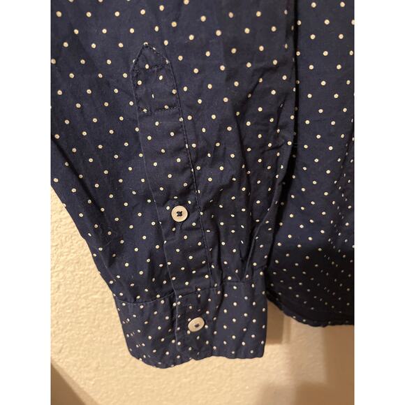 American Eagle Men's Classic Fit Navy Blue Dot Button Down - L - Picture 3 of 5